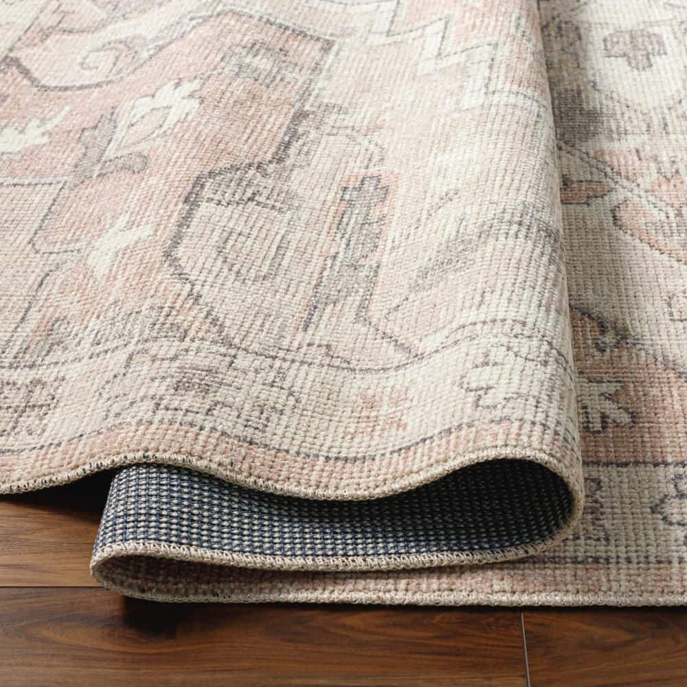 Elle Oriental Rose Smoke Rectangular 5'3" x 7' Polyester Rug