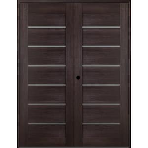 Vona 07-02 48 in. x 96 in. RightHandActive 8-Lite Frosted Glass Veralinga Oak Wood Composite DoublePrehungFrenchDoor