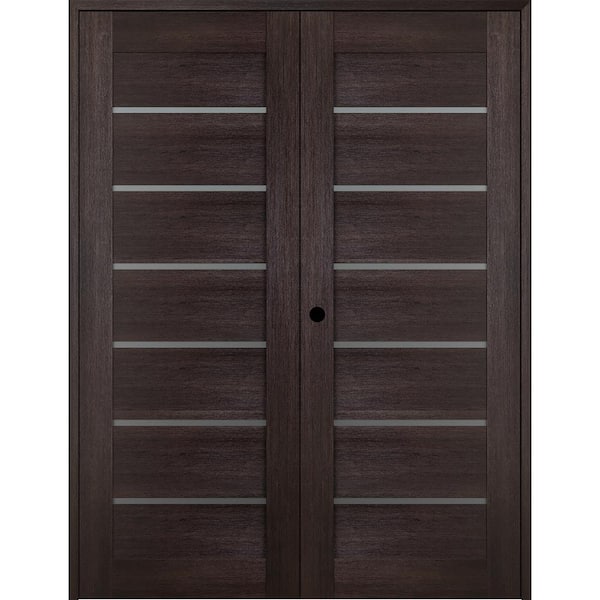 Belldinni Vona 07-02 72 in. x 96 in. Right Hand Active 8-Lite Frosted Vera Linga Oak Wood Composite Double Prehung French Door
