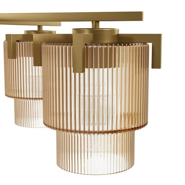 Hunter - Ontario 5-Light Luxe Gold Shaded Round Chandelier for Dining Room with No Bulbs Included