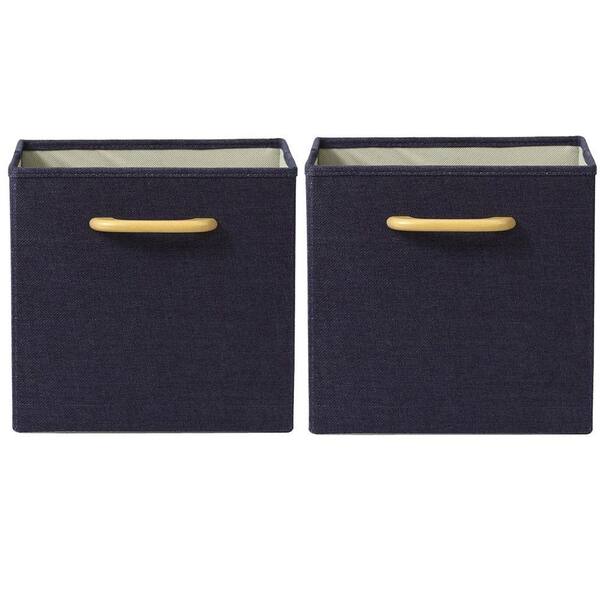 Home Decorators Collection Collapsible Dark Blue Bins with Handles (Set of 2)