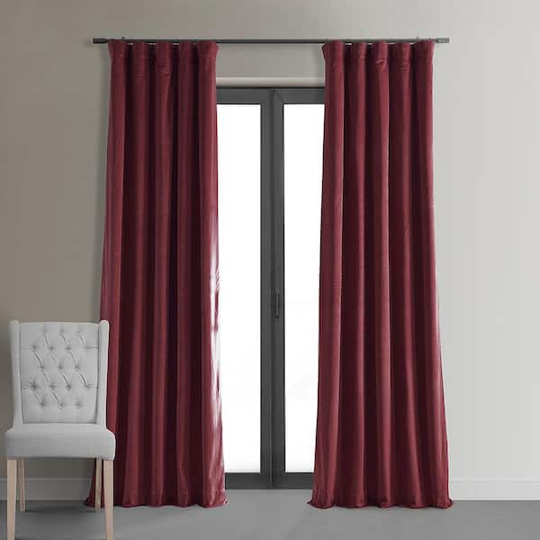 Exclusive Fabrics & Furnishings Burgundy Velvet Rod Pocket Blackout Curtain - 50 in. W x 84 in. L (1 Panel)