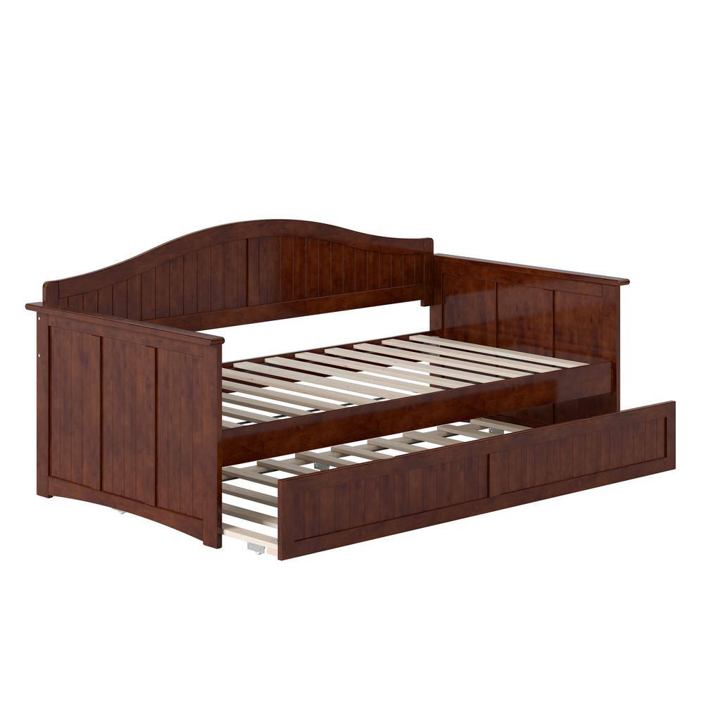 Nantucket Walnut Twin Wood Daybed with Trundle and Drawer