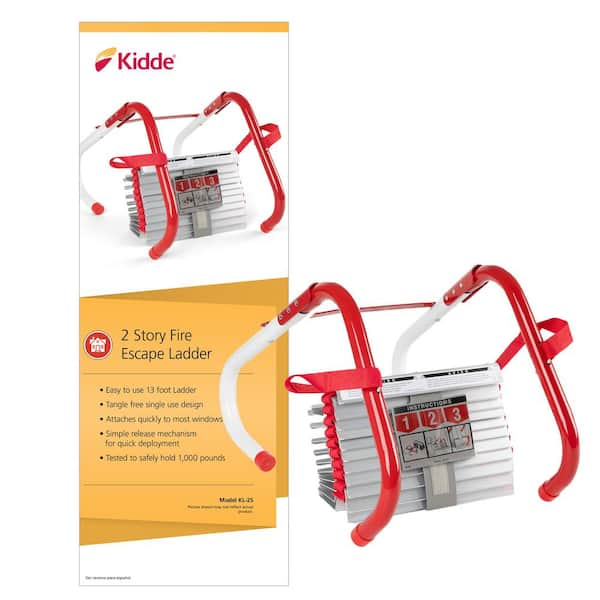 Kidde Fire Escape Ladder, 2-Story, 13 ft. Long, 1,000 lb. Load Capacity