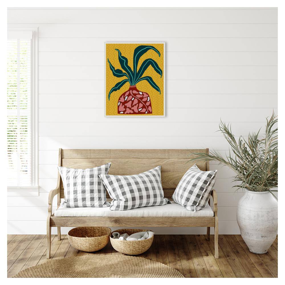 Snappy Botanical III Abstract Canvas Print with White Frame