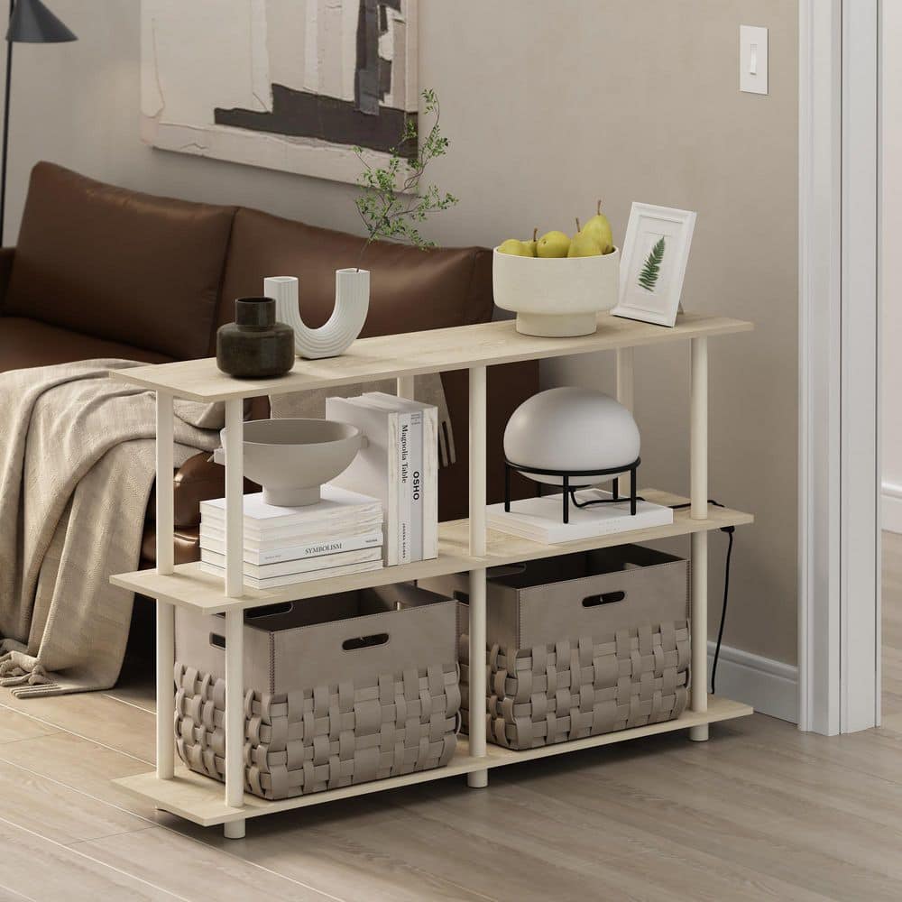 Bauhaus Oak Beige 3-Tier Modern Wood Display Rack