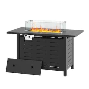44 in. Outdoor Metal Rectangular Propane Gas Fire Pit Table with Cover
