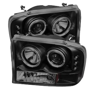 Ford F250 Super Duty 99-04 / Ford Excursion 00-04 1PC Projector Headlights - Version 2 - LED Halo - LED - Black Smoke