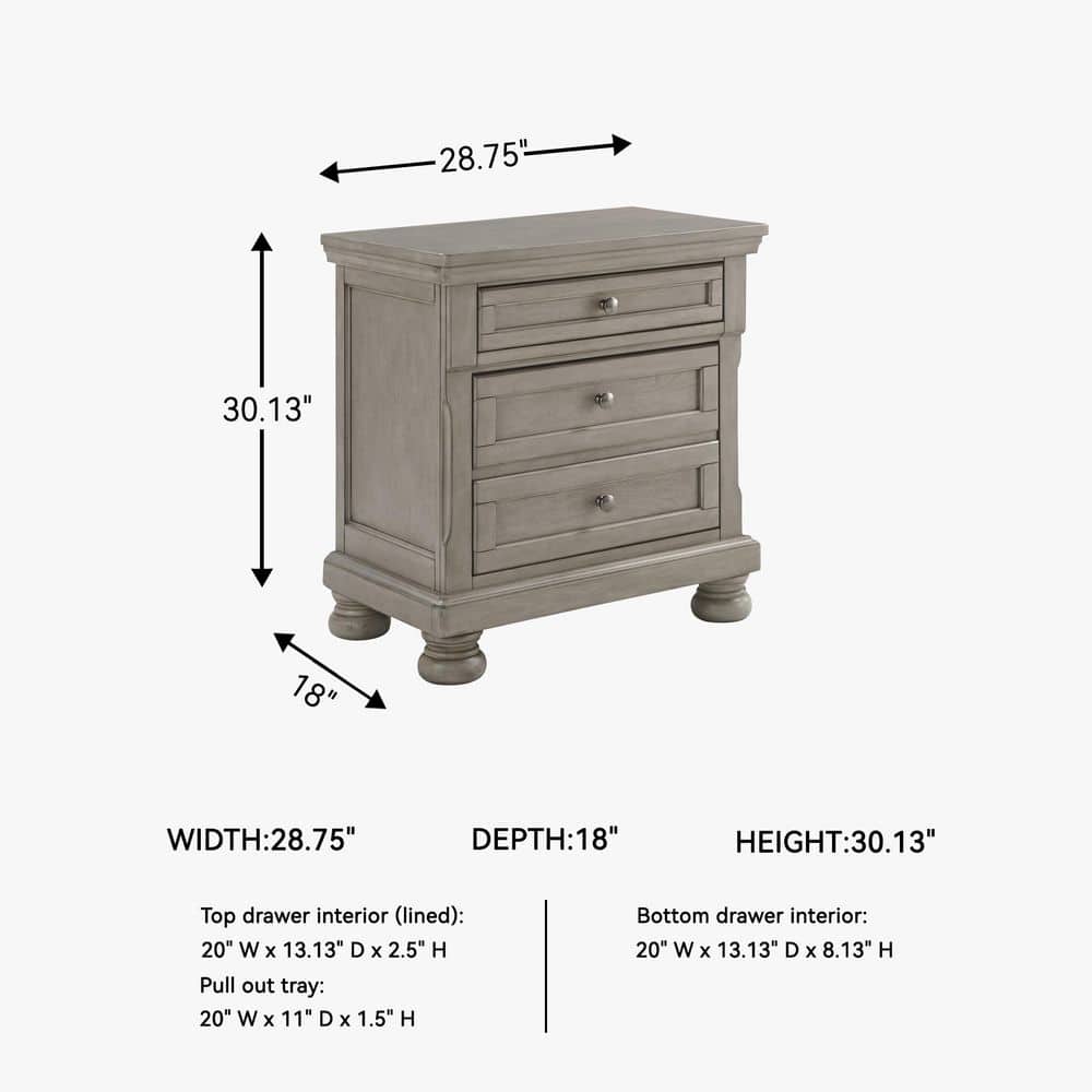 Lettner Gray 2-Drawers 28.75 in. W Nightstand - thumbnail 10
