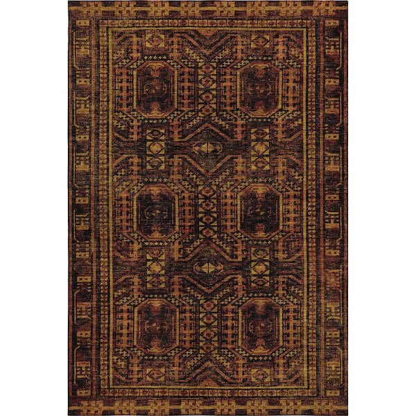 Mayfield Premium Machine Washable Abstract AMF1920 Paprika 10 ft. x 14 ft. Area Rug