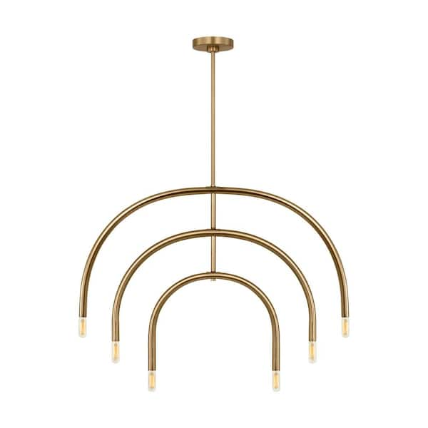 SCOTT LIVING Hadden 6-Light Satin Brass Large Chandelier