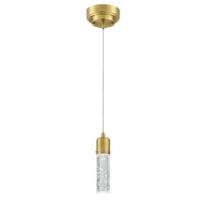 Cava 40-Watt Equivalent Champagne Brass Integrated LED Mini Pendant with Bubble Glass