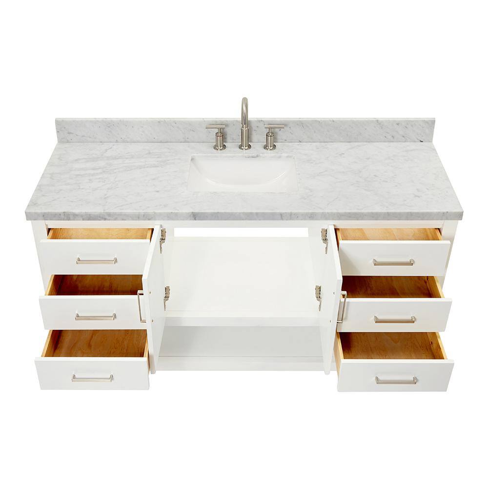Magnolia 61" White Marble Top Freestanding Bathroom Vanity