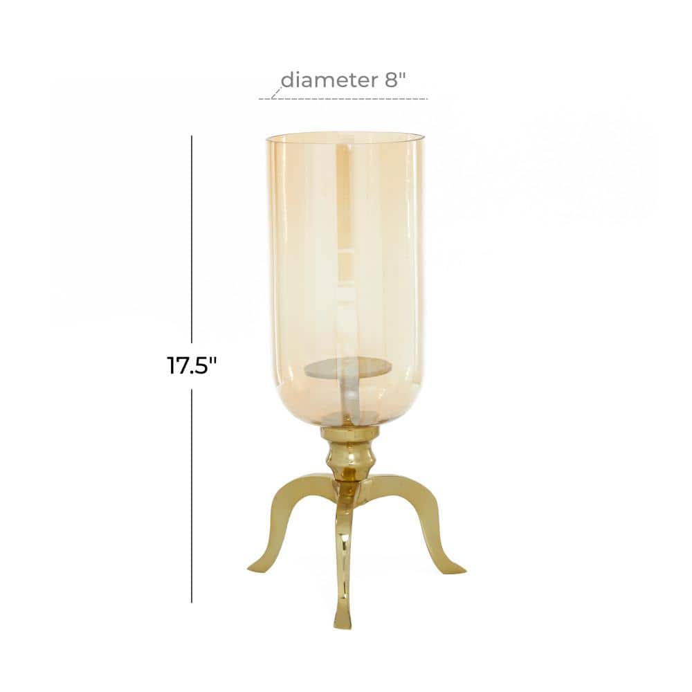 Gold Aluminum 18" Hurricane Candle Lantern