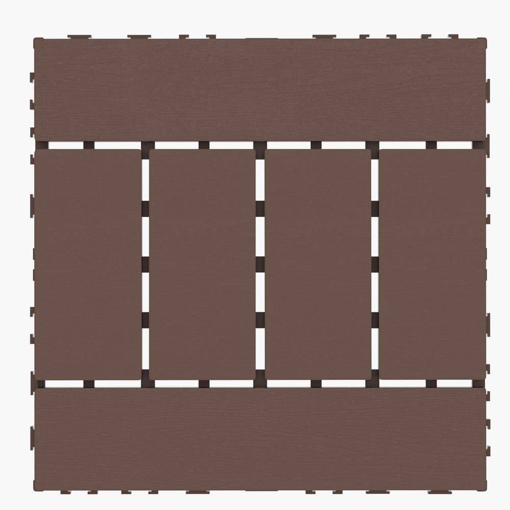 H Style 12 in. x 12 in. Square Interlocking Decking Tiles Composite Floor Tile for Porch Poolside, Red Brown(44-Pack) price history on PriceWatchPro
