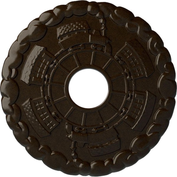 Ekena Millwork 1 in. x 18-1/2 in. x 18-1/2 in. Polyurethane Kendall Train Station Ceiling Medallion, Bronze