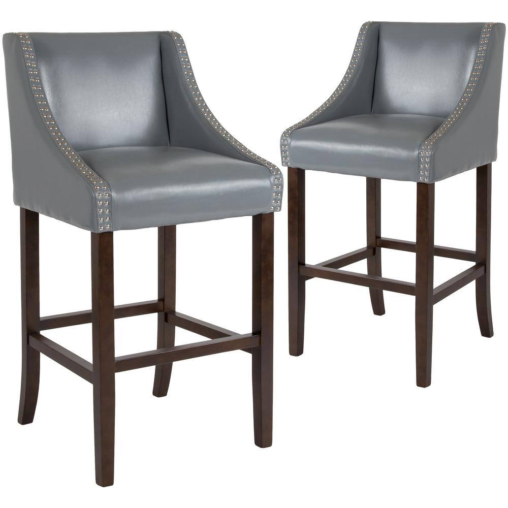 Carnegy Avenue 42 in. Light Gray Leather Bar Stool (Set of 2) CGA-CH ...