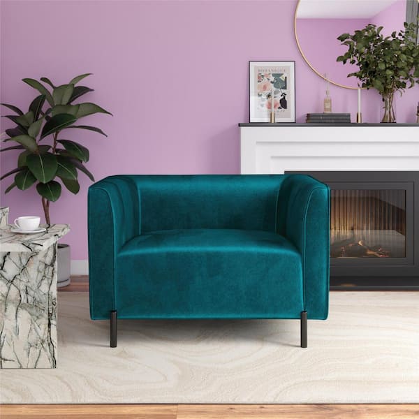 CosmoLiving by Cosmopolitan Blair Upholstered Accent Chair and a Half, Emerald Green Velvet
