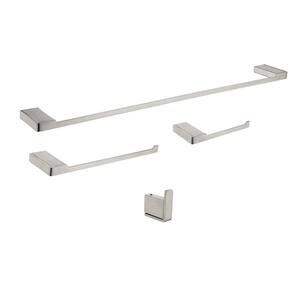 AFAD 4-Piece Bath Hardware Set with Towel Bar Toilet Paper Holder Double Towel Hook in Stainless Steel Brushed Nickel