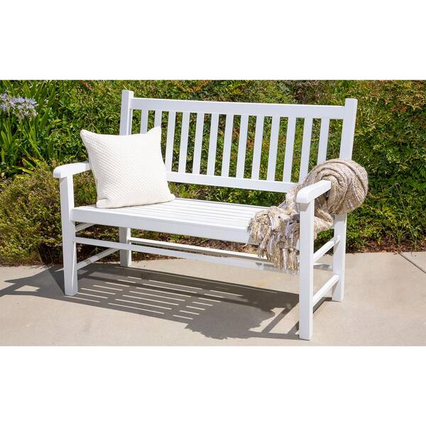 Shine Company 48 in. L White Wooden Outdoor Eden Garden Bench