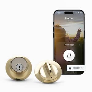 Lock (Matter) Polished Brass Matter-Over-Thread Smart Lock Single Cylinder Deadbolt with Apple Home Key