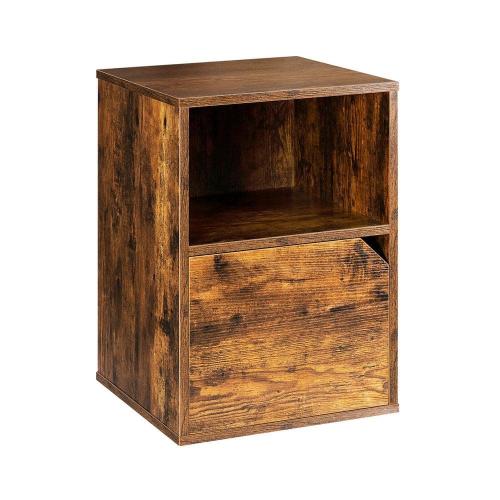Rustic Brown MDF and Engineered Wood Nightstand Set with Storage