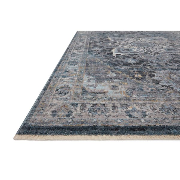 Samra Denim/Grey 5 ft. 3 in. x 7 ft. 9 in. Distressed Oriental Transitional Area Rug