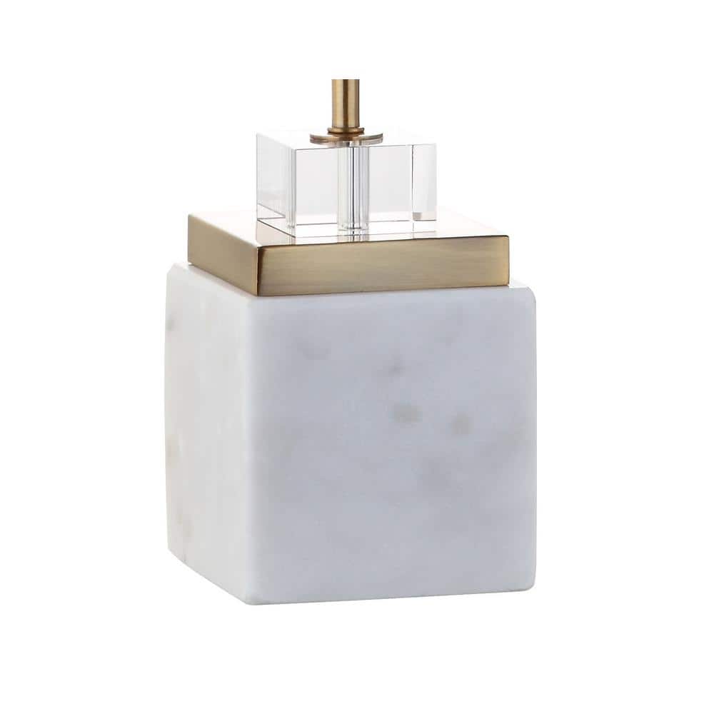 Dawson 30" White Marble and Brass LED Table Lamp Set