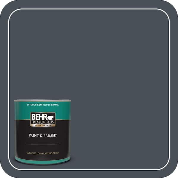 BEHR PREMIUM PLUS 1 qt. #T15-2 Seared Gray Semi-Gloss Enamel Exterior Paint & Primer