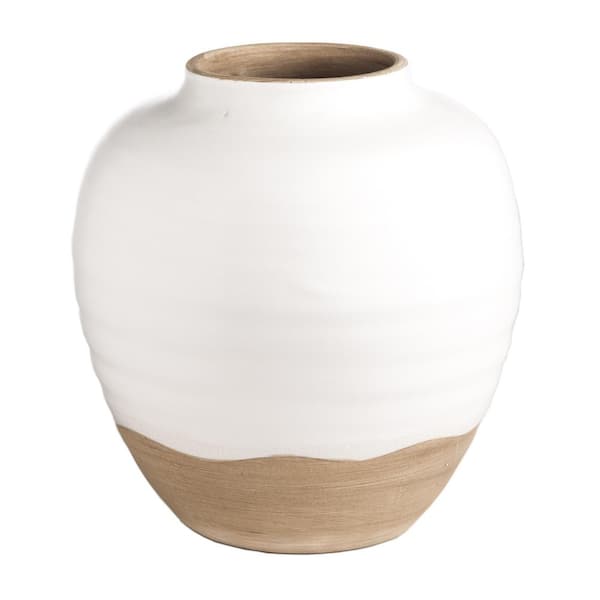 Abigails Medium Terracotta Vase with Matte White Glaze