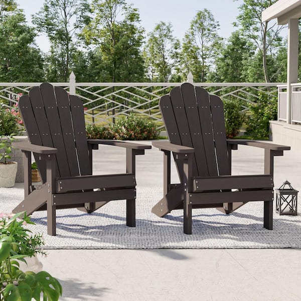 Weather Resistant Coffee Plastic Adirondack Chair (Set of 2)