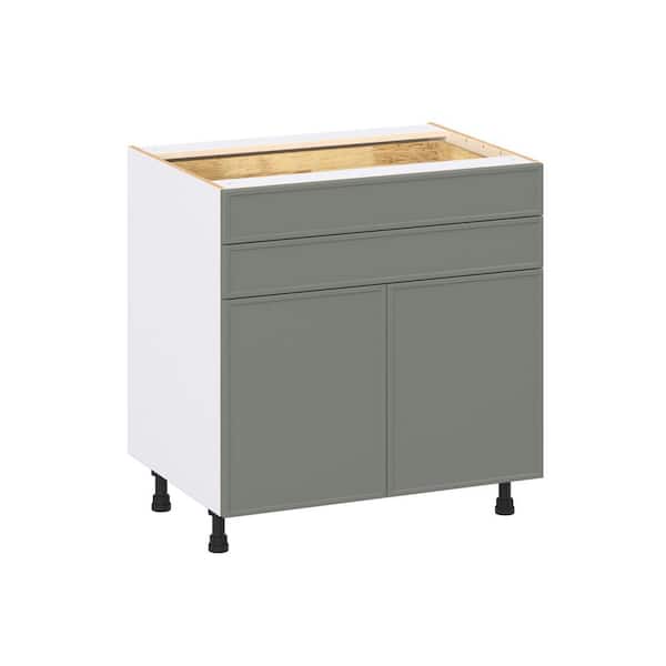 Fairview 33 in. W x 24 in. D x 34.5 in. H Assembled Slim Shaker Base Kitchen Cabinet in Moss Green with Two 5 in Drawers