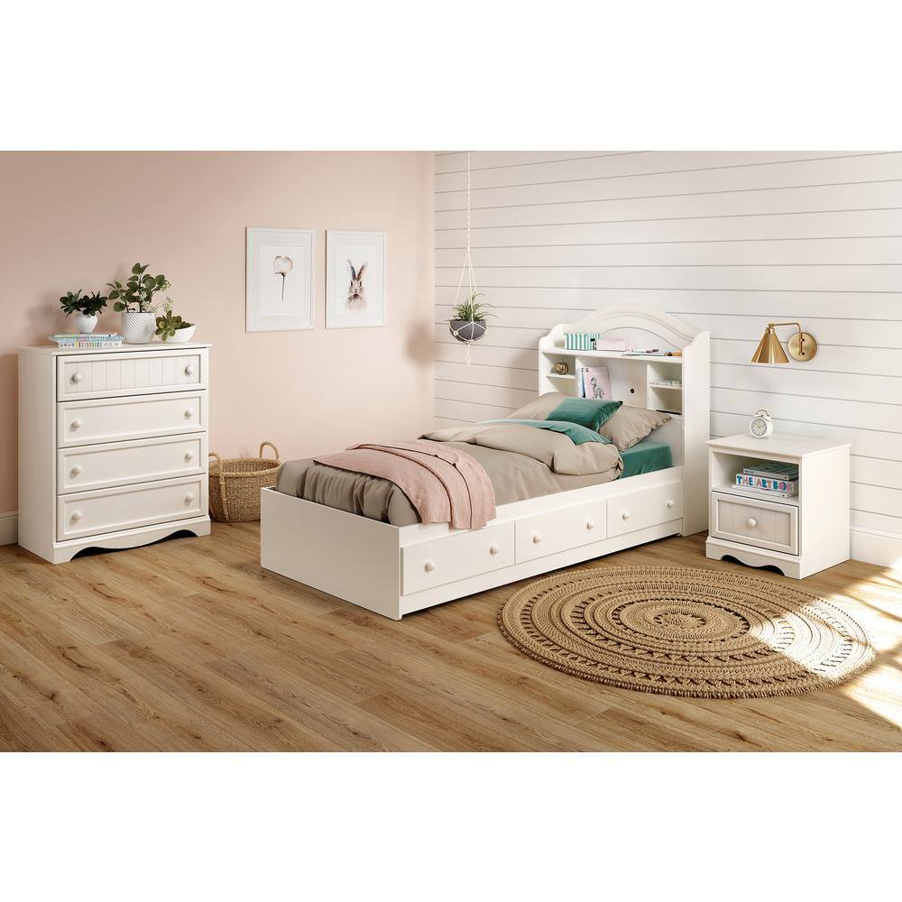 Savannah Pure White 1-Drawer Nightstand