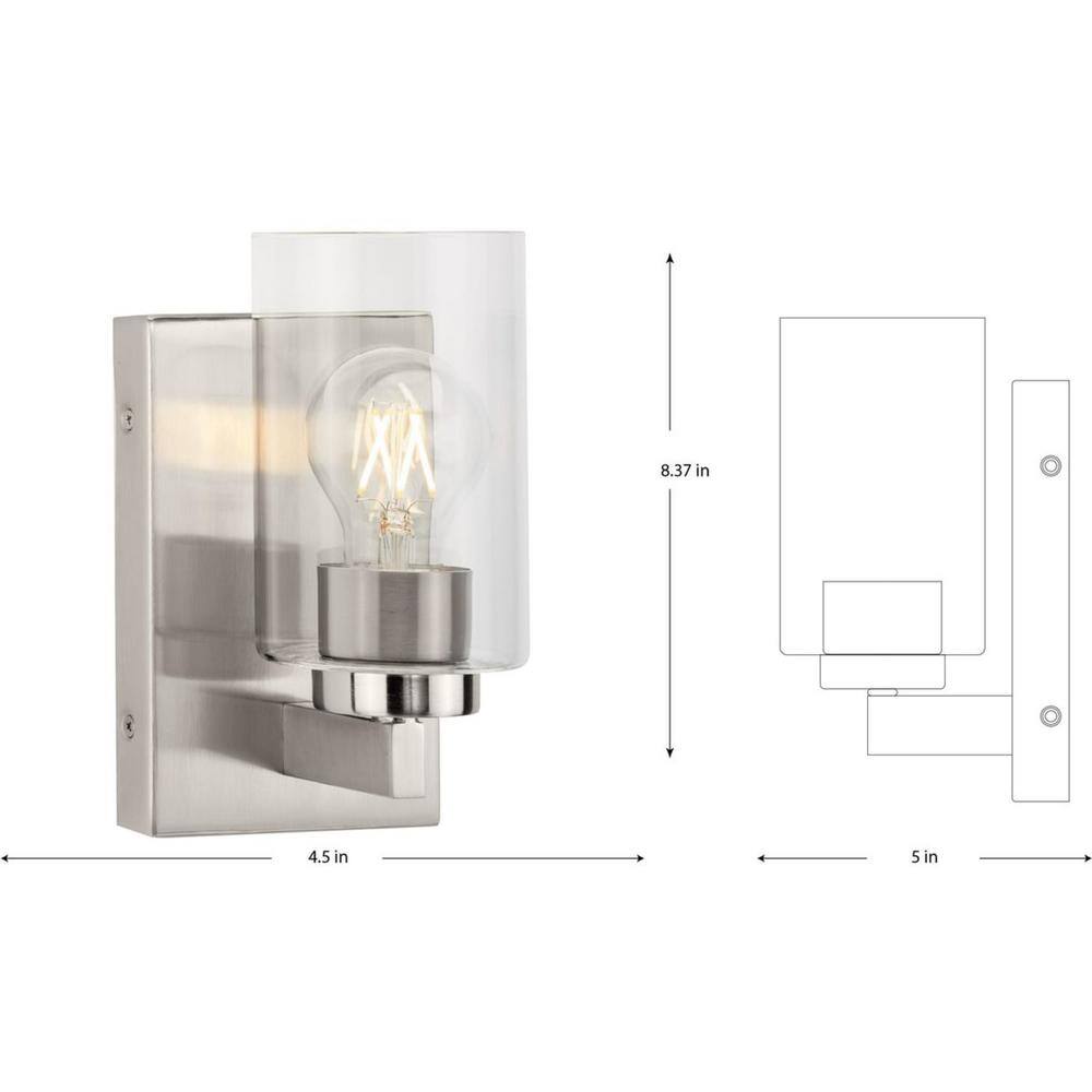 Goodwin Brushed Nickel Cylinder Vanity Light with Clear Glass Shade