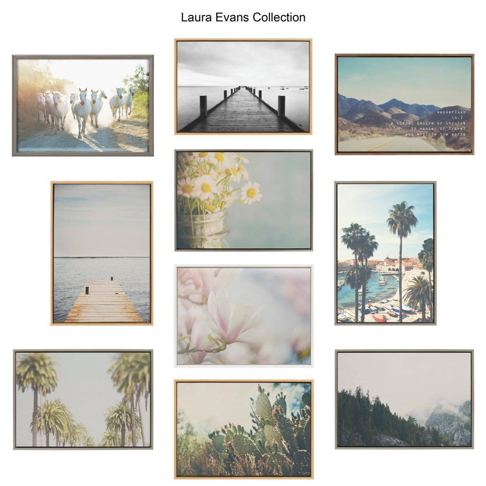 Sylvie Trio of Palm Trees Framed Canvas Wall Art
