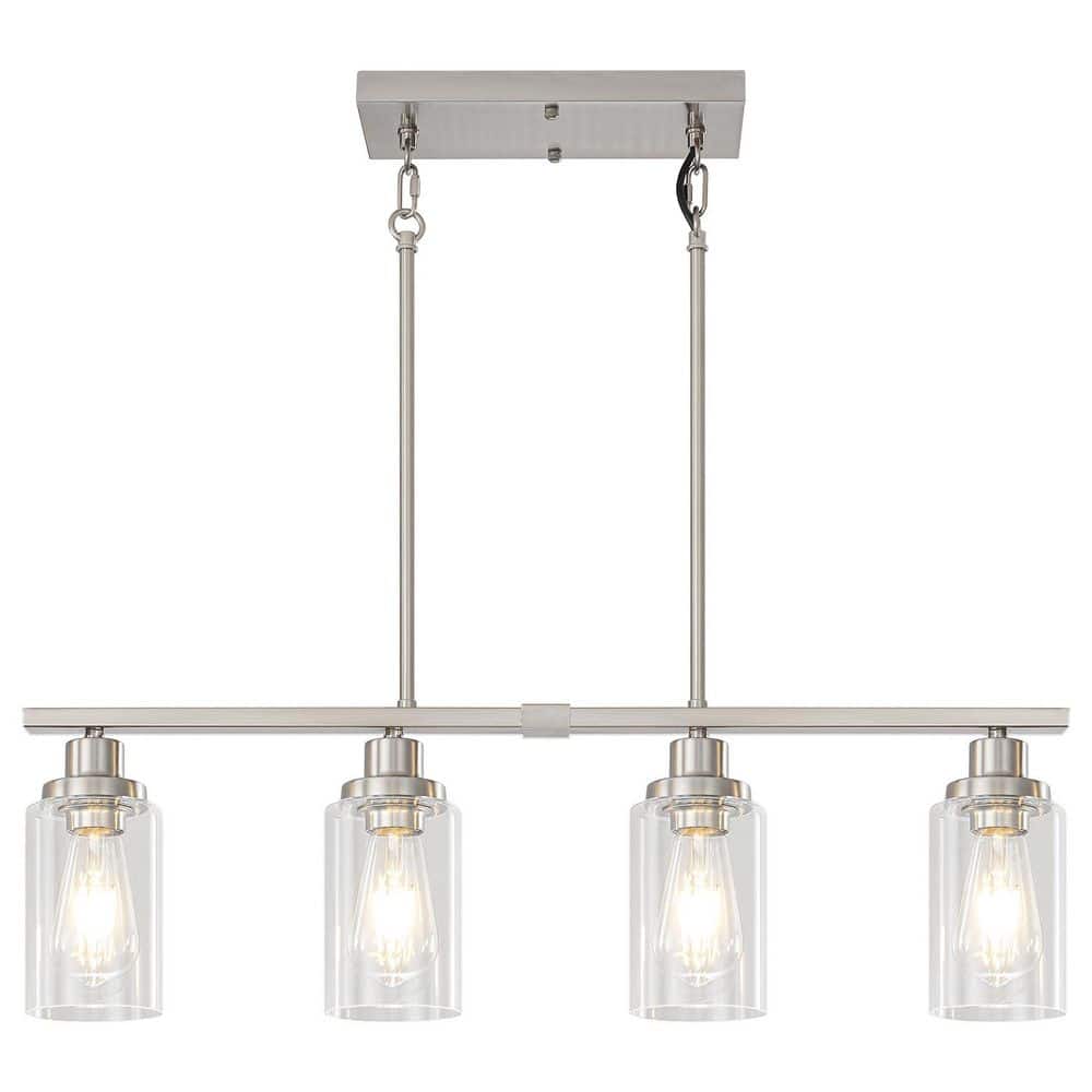4-Light Nickel Linear Cylinder Pendant Light for Kitchen Island with Clear Glass Shades price history on PriceWatchPro