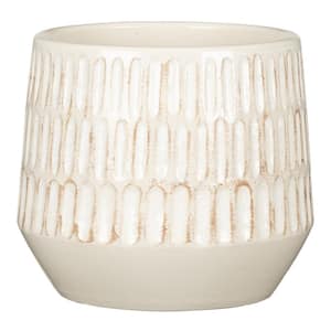 6.5 in. Ottilia Alabaster Textured Ceramic Planter (6.5 in. D x 5.5 in. H) with Drainage Holes