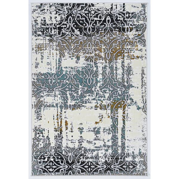 Linon Home Decor Winslow Mariah Gray 5 ft. x 7 ft. 6 in. Area Rug ...