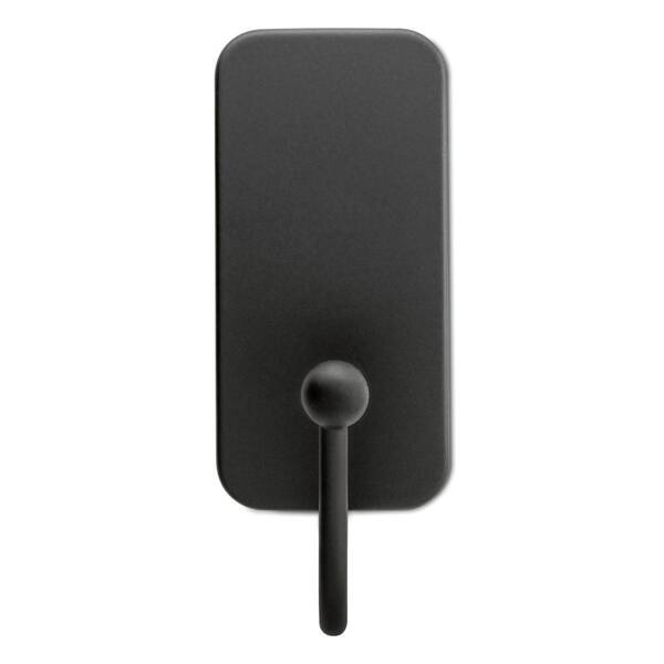 1 lb. Small Bath Hook, Matte Black, Damage Free Hanging, 2 Metal Hooks