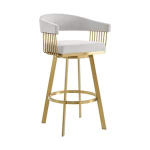 Chelsea 30 in. Silver Metal Bar Stool with Fabric Seat