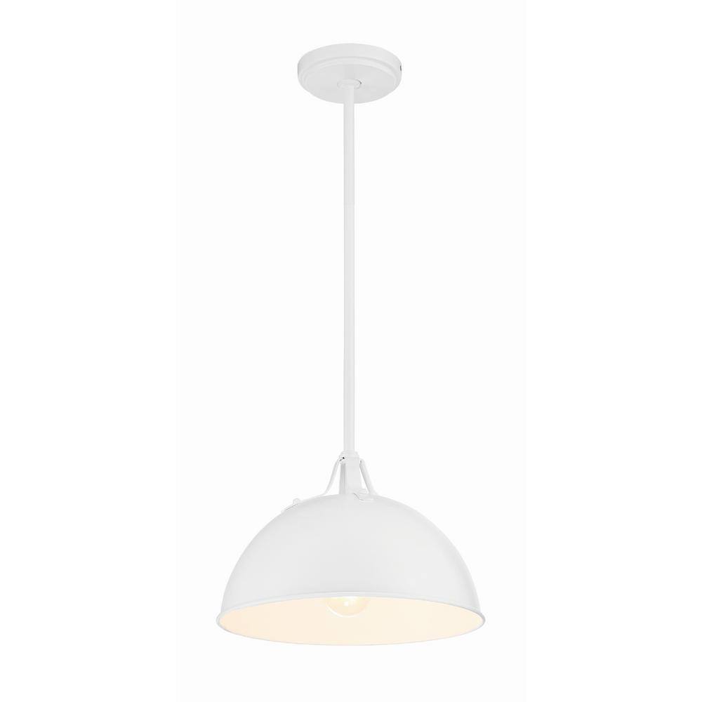 Farmhouse Matte Black and White Crystal Bowl Pendant Light