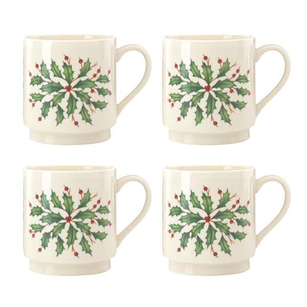 Lenox Holiday 12 oz. Ivory Multi-Colored Porcelain Mug (Set of 4)