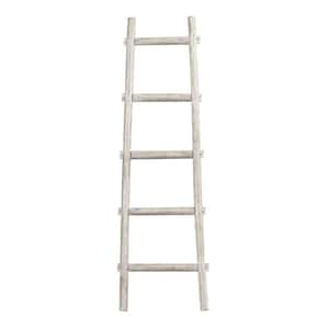Transitional Style White Wooden Decor Ladder with 5 Steps