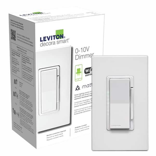 White Decora Smart 0-10 V Smart Slide and Push Dimmer Switch, LED and Incandescent Bulbs, Wi-Fi, Neutral Wire Required