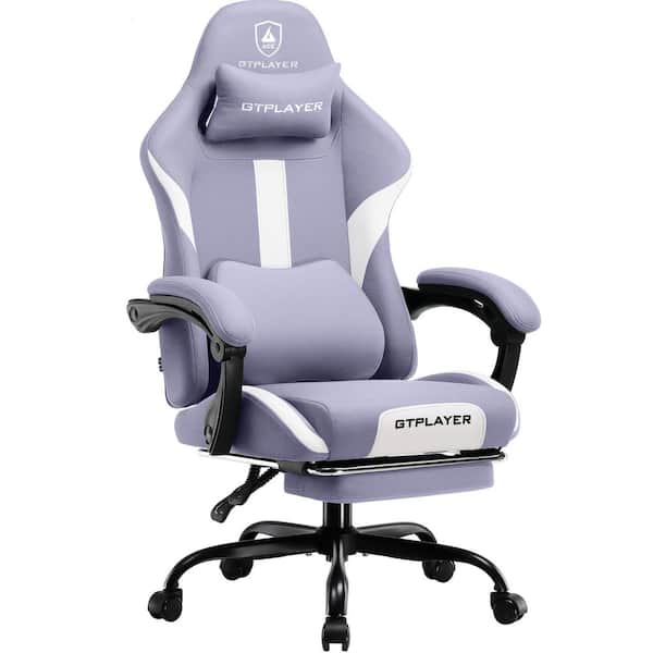 ComHoma Breathable Fabric Computer Chair with Footrest and Pocket Spring Cushion Ergonomic Gaming Chair, Purple