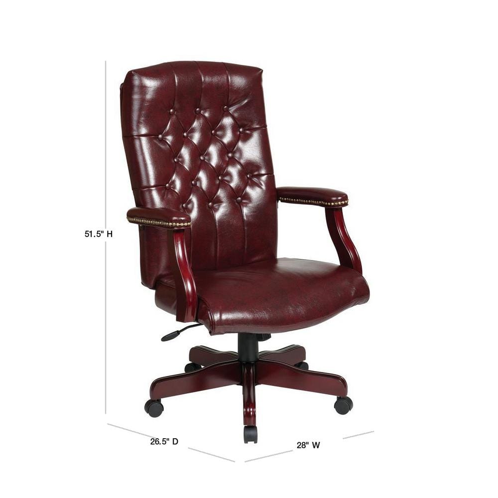 Elegant Oxblood Red Vinyl High-Back Executive Swivel Chair