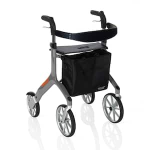 Trust Care Let's Fly 4-Wheel Lightweight Folding Euro-Style Rollator with Seat in Gray