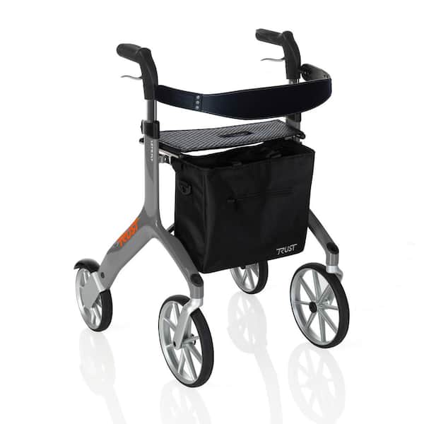 Stander Trust Care Let's Fly 4-Wheel Lightweight Folding Euro-Style Rollator with Seat in Gray