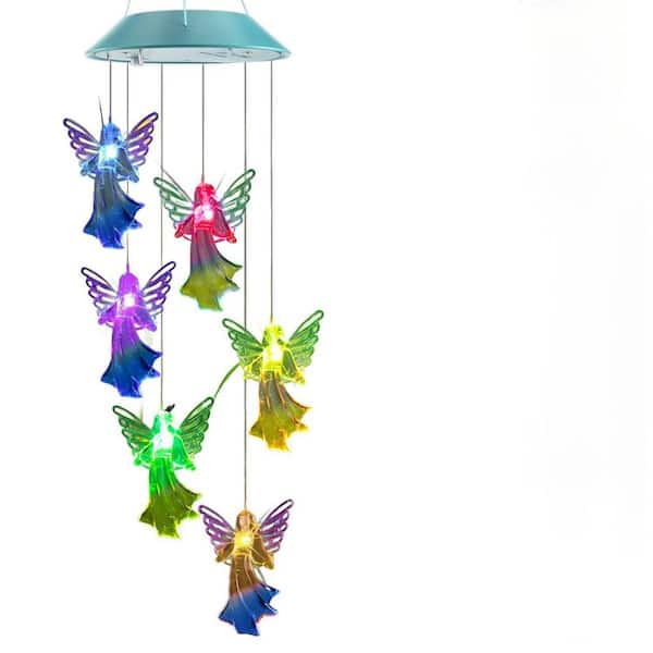Cubilan Solar Wind Chimes, Color Changing Angel Wind Chimes, LED Decorative Mobile Waterproof Outdoor Decorative Lights