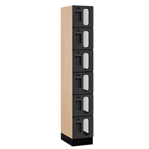 Salsbury Industries S-36000 Series 12 in. W x 76 in. H x 18 in. D 6-Tier Box Style See-Through Designer Wood Locker in Black